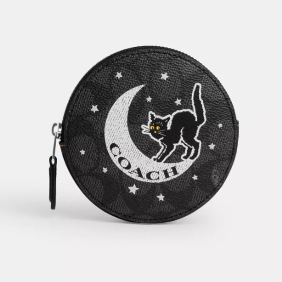 Coach Coin Case In Signature Canvas With Halloween Graphic CX348 - Picture 1 of 7